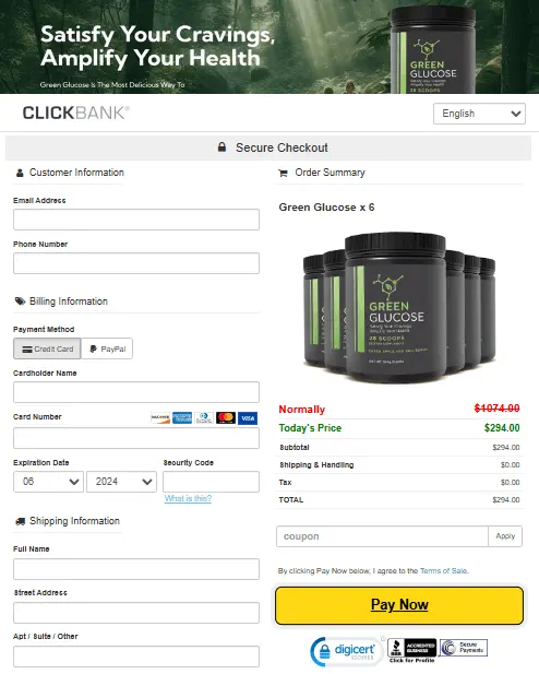 Green Glucose Checkout